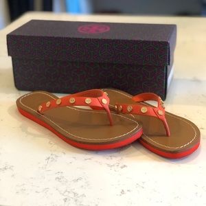Tory Burch Poppy Red (Orange) Ricki Flip Flop